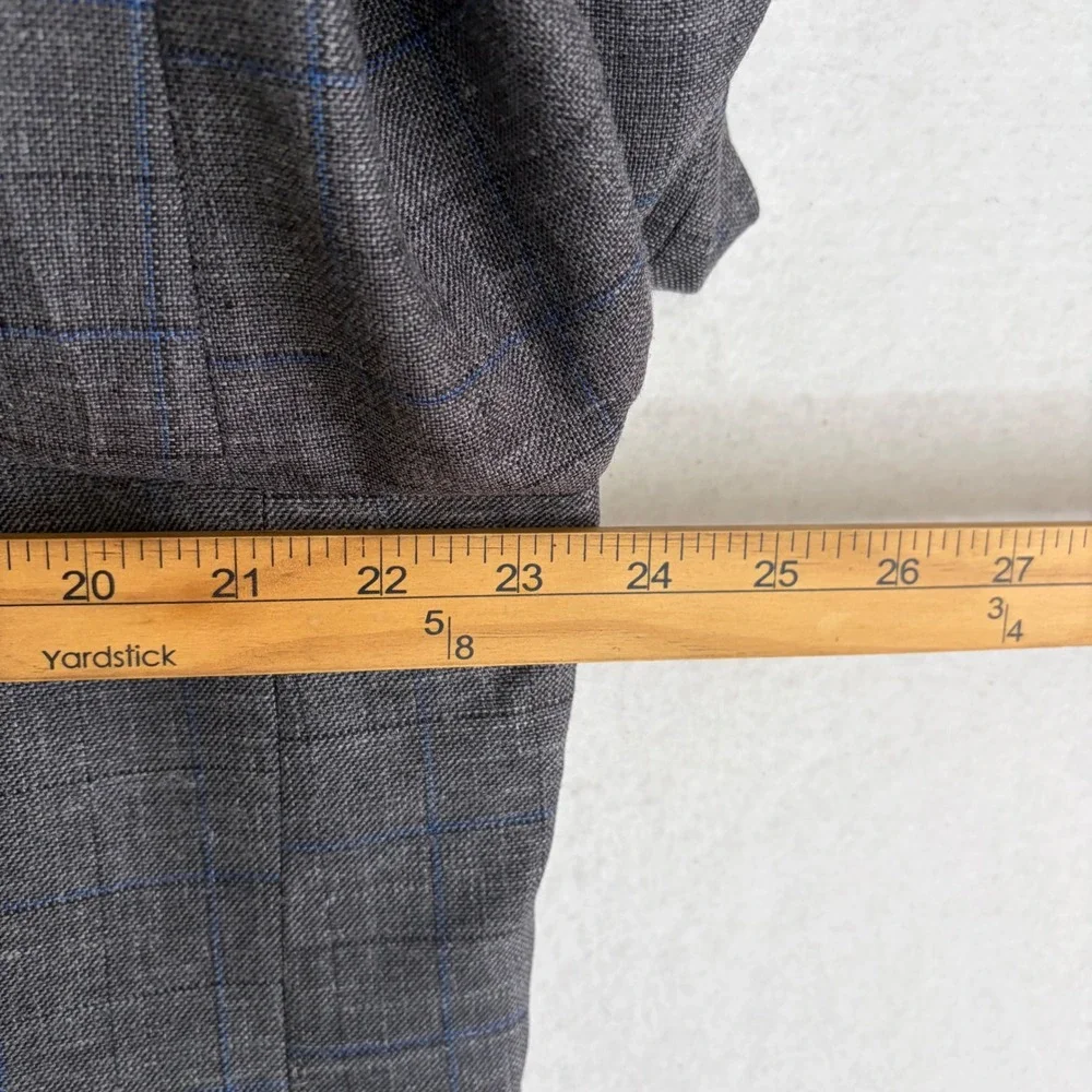 Lauren Ralph Lauren Blazer Mens 48R Wool Silk Linen Gray Glen Plaid Sport Coat